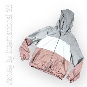 Ashley by 26 International, Color-block Stripe Windbreaker Jacket, Size: XL